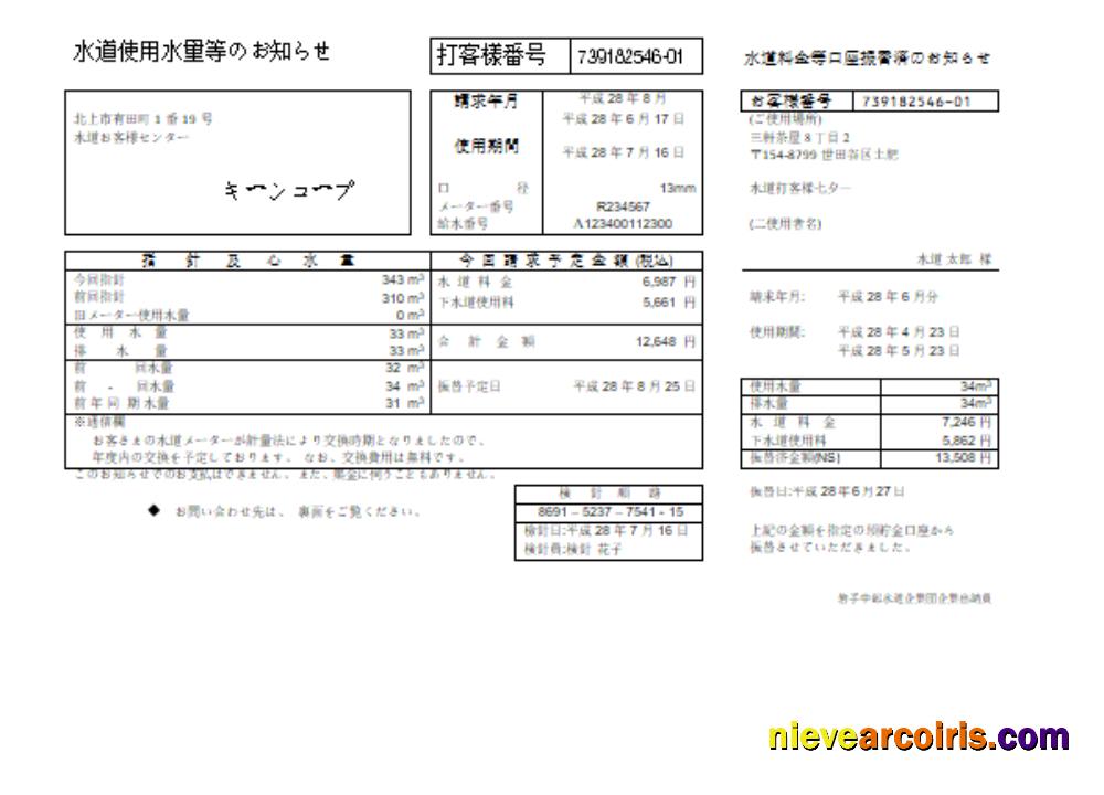 Iwate Chubu Waterworks Bureau water utility business bill